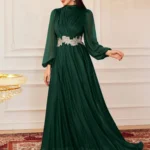Women’s Stand Collar Long Sleeves Arabian Maxi