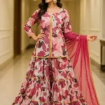 Pink Leopard Gharara Dress