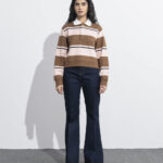 Striped Polo Neck Sweatshirt